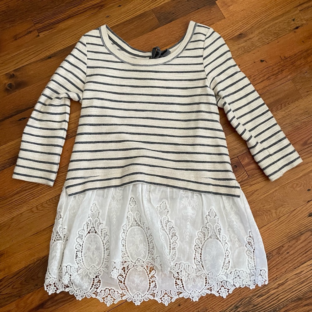 Sunday in Brooklyn lace bottom stripe sweater from Anthropologie